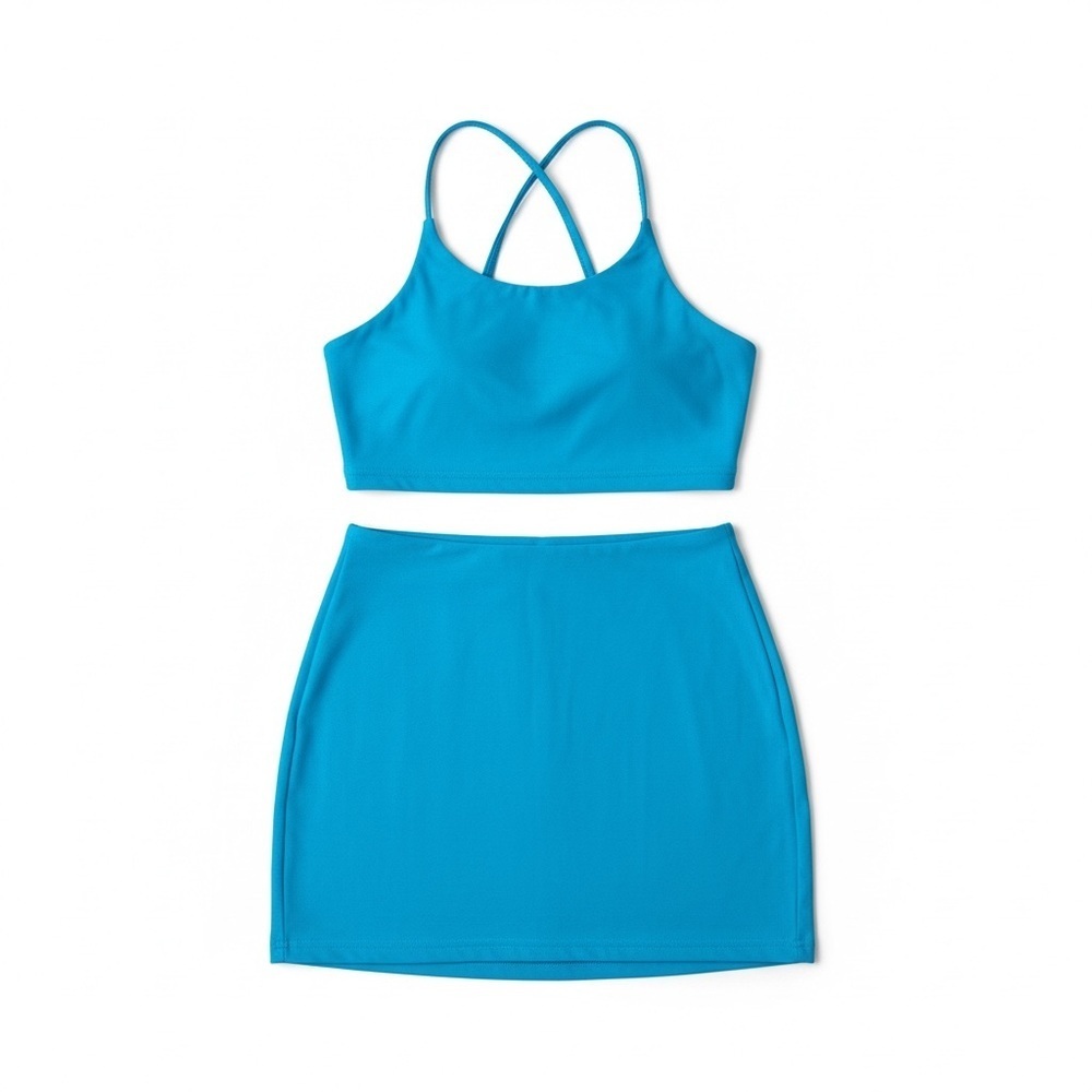Superdown 2 pieces set, skirt and top. Asymmetrical blue Womens XSmall